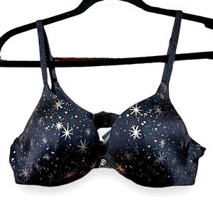 Victoria’s Secret So Obsessed 34B Black Star Bra Padded Add a Cup Size NWOT